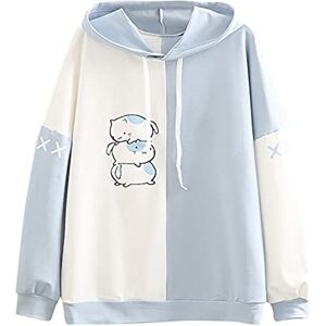 Generic Hoodies For Women Uk Cat Ear Hoodie Long Sleeve Splice Cartoon Cute Kawaii Jumper Teens Girls Anime Cosplay Sweatshirts Fashion Basics Clothes Sweater Comfortable Lightweight Japanese Hoodie Pullover