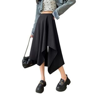 GerRit Skirt Summer Skirts Dark Patchwork Mini Women Irregular Hem High Waist Cargo Skirt-black-l