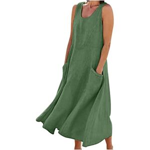 LUSHAasd Cotton Linen Dresses for Women UK Deals of The Day 2024 Comfort Casual Sleeveless Round Neck Maxi Dress with Pockets Spring Summer Long Dresses Oversized Boho Dress Beach Dress Clearance