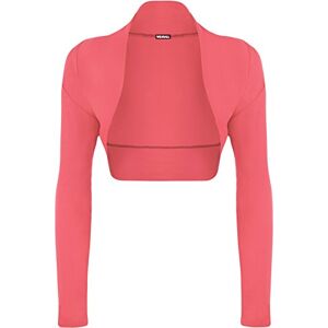 WearAll Ladies Shrug Bolero Stretch Top Womens Cardigan - Coral - 12/14