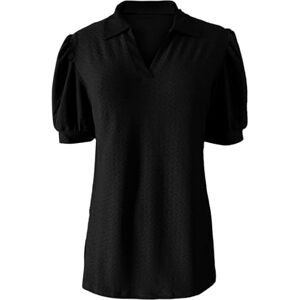 Clearance Store Amazon Warehouse Angxiwan Shirts for Women UK Women's Solid Color Lapel Loose Short Sleeved T Shirt Fashionable Casual Top Clothes for Women UK Oversized Shirts for Women UK Black