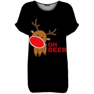 Be Jealous Womens Xmas Batwing Oversize Baggy T Shirt Top Oh Deer Black Plus Size (UK 20/22)