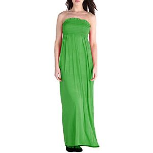 Fashion Star Womens Ladies Bandeau Strapless Shearing Plain Viscose Regular Full-Length Ruched Flared Boobtube Maxi Dress Party Maxi Dress Summer Maxi Dress Jade Green Small (UK 8)