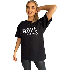 Generic AA Essentials&#174; Ladies Slogan Printed Oversized Baggy Fit Short Sleeves T-Shirt Summer Loose Round Neck Tee Top Womens Elegant Casual Wear T-Shirts (Nope Not Today Black, M-L)