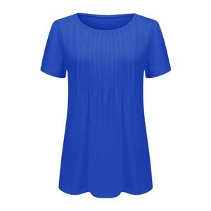 Generic Short Sleeve Tops for Women UK Summer Crewneck Solid Colour Blouse Ladies Casual Loose Fit T Shirts Elegant Dressy Tunics