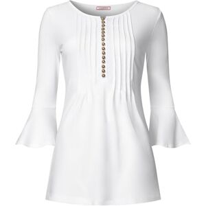 Joe Browns Women's Flared Sleeve Pintuck Detail Jersey Tunic Top Shirt, White, UK 14