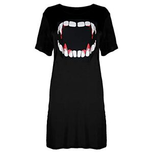 Fashion Star Women Halloween Bleeding Vampire Tooth T-Shirt Vampire Teeth Black Plus Size (UK 20/22)
