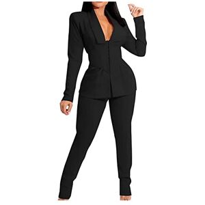 GAOSHI Women's Business Trouser Suit, 2-piece Suit, Slim Fit, Elegant With Suit Trousers For The Office With Waist Belt sets women (Color : Noir, Size : S)