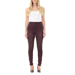 Sadaqat Global Ltd M17 Women Ladies High Waisted Denim Jeans Skinny Fit Casual Cotton Trousers Pants with Pockets (24, Berry)