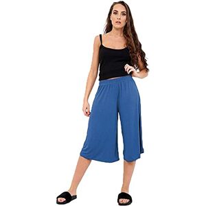 STAR FASHION Ladies Culottes Palazzo Shorts Wide Leg Flared Elasticated Stretchy Loose Short Trousers Pants Casual Womens 3/4 Length Plain Culottes Shorts 8-26 Teal