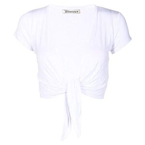 janisramone&#174; Womens Short Sleeve Cardigans, New Plain Bolero Cardigans for Women - Front Tie Cropped Cardigan, Perfect Women's Shrugs for Layering Over Summer Dresses White