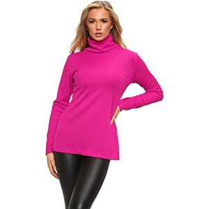 Purple Hanger Womens Polo Neck Turtle High Roll Neck Plain Ribbed Long Sleeve Ladies Casual Stretch T-Shirt Basic Pullover Jumper Warm Winter Wear Slim Fit Top Plus Size 8-26 (24-26, Cerise)