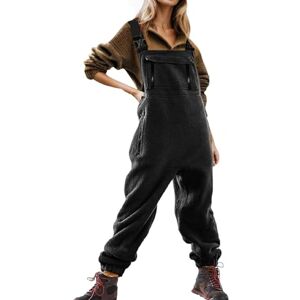 Prevently Sherpa Overalls Fleece Overalls, Womens Fleece Warm Overalls Bibs Jumpsuits, Overalls Women Women's Ski Suits Trend Baggy Playsuits Dungarees Romper Loose Casual Jumpsuits with Pockets (A3, XL)