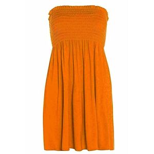 Ladies Strapless Sheering Boob Tube Gather Dress Womens Bandeau Summer Sleeveless Top Dress 8-22 Orange