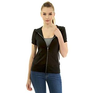 AmélieBoutik Women Hoodie Zip Up Short Sleeve Jacket (Black Large 14)