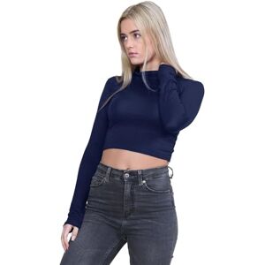 Hamishkane&#174; Women's Long Sleeve Turtle Neck Crop Top, Soft & Comfortable Crop Tops for Women - Chic Women's T-Shirts - Summer Polo Neck Tops for Women UK Navy