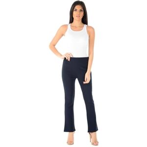 Pack of 2 Womens Bootleg Trousers Ladies Stretch Ribbed Bootcut Elasticated Waist Pants Work Wear Pull On Bottoms Colour Balck, Grey, Navy Blue Plus Big Sizes 8-26 (Navy, 16/27)