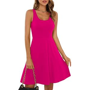 Missufe Women's Summer Dress Mini Dress Rockabilly Casual Dress Skater Dress Short Tank Dresses, pink-red, L