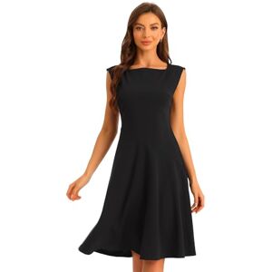 Allegra K Sheath Dress for Women's Square Neck Elegant Teacher Office A Line Dresses Black XL