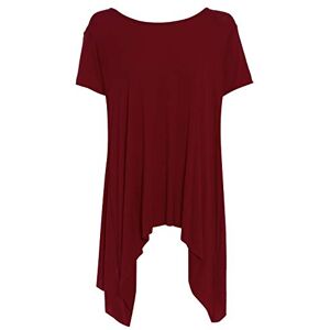 Fashion Star Womens Plain Cap Sleeve Hanky Hem Flared Top Cap Sleeve Wine Plus Size (UK 16/18)