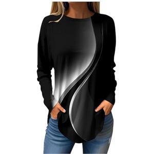 Women's Sweatshirt, Ladies Jumpers Casual Printing Long Sleeve Tunic Round Neck Sweatshirt Top Pullover Tops For Women Uk Tops Oversized Sweatshirt Tops Dresswell Dandylion Print (XXL, Black)