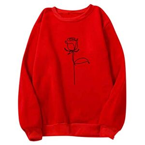 Hoodies For Women Sweatshirt for Women Graphic Sweatshirts Crewneck Jumpers Casual Long Sleeve Pullover Trendy Jumper Lightweight Blouse Sweater for Women Red