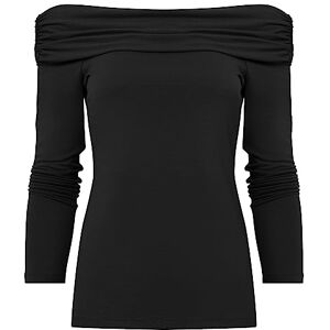 Joe Browns Women's Basic Slim Fit Long Sleeve Bardot Jersey Top, Black, 6