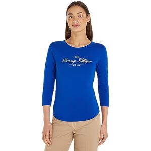Tommy Hilfiger Women's Long-Sleeve Open Neck T-Shirt Basic, Blue (Ultra Blue), XS