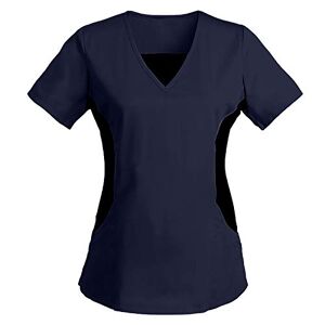 Haolei Tunic Tops for Women UK Sale Uniform Beauty Healthcare Spa Salon Scrub Tops Plus Size 18 Short Sleeve V Neck T Shirt Long Length 2023 Casual Summer Shirts Work Tops Ladies Blouses with Pockets