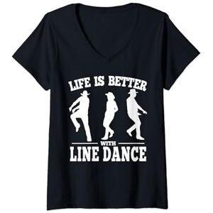 Line Dancer Line Dancing Cowgirl For Women Womens Country Music It's a line dance Thing for men line dancing V-Neck T-Shirt