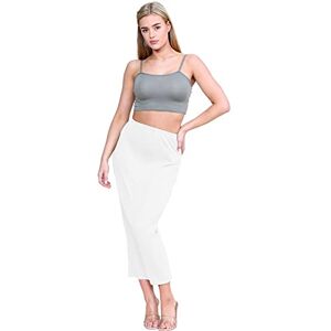 Hamishkane New Ladies Plain Pencil Tube Bodycon Jersey Stretchy Maxi Longline Midi Skirt Midaxi White