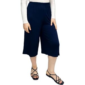 Luxe DIVA Womens Ladies Plain 3/4 Length Short Palazzo Trousers Casual Wide Leg Culottes Pants Plus Sizes UK 8-26 Navy