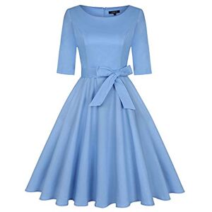 MINTLIMIT Women's Audrey Hepburn Rockabilly Vintage Dress 1950s Retro Cocktail Swing Party Dress，Light Blue，S