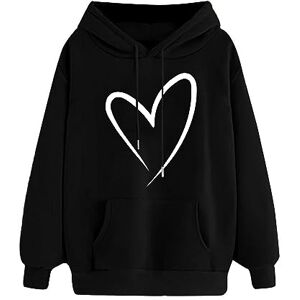 Cyber Monday Black Friday Deals!!! AMhomely Hoodies for Women UK Womens Long Sleeve Pullover Hoodie Teen Girls Cute Heart Graphic Print Drawstring Sweatshirt Jumpers Tops Lightweight Long Sleeve Shirts Baggy Outfits