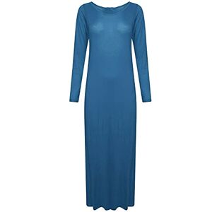 STAR FASHION Women’s Long Sleeve Maxi Dress Stretchy Ladies Plain Jersey Round Neck Casual Style Plus Size UK 8-26 Teal 8-10
