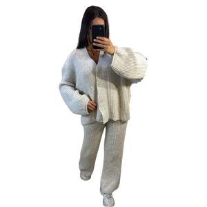 Crazy Fashion Womens Knitted Loungewear Sets Ladies Plain Chunky 5 Button Casual Winter Warm Oversized Baggy Loose Fit Ladies 2 Piece Tracksuits UK 8-14