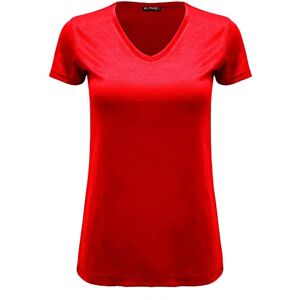 Star Fashion Global Ltd Womens Ladies Casual Cap Sleeve Plain V Neck Basic Stretchy Baggy Jersey T Shirt (Red, 16-18)