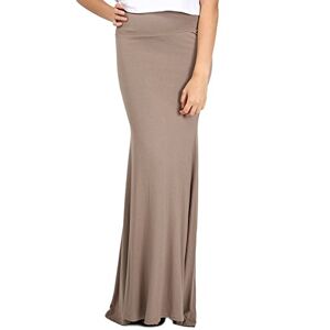 Fashion Star Womens Plain Stretchy Flared Gypsy Maxi Skirt Mocha S/M (UK 8/10)