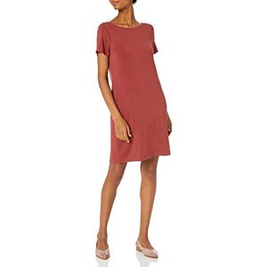 Amazon Essentials Women's Jersey Regular Fit Ballet-Back T-Shirt Dress (Previously Daily Ritual), Brick Red, L