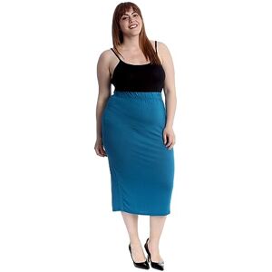 Wearall Womens Plus Size Plain Long Ladies Stretch Elasticated Maxi Skirt - Teal - 14