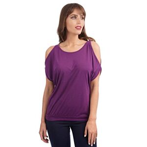 Ro Rox Riley Cold Shoulder Casual Loose Fit Punk Style Womens T-Shirt - Purple (XS)