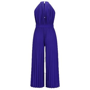 Generic Halter sleeveless pleated jumpsuit trousers summer women's new style lace-up pleated wide-leg trousers-LQ268-shenlan-S