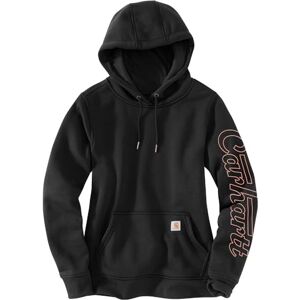 Carhartt 105996 Womens Relaxed Fit Rain Defender Hooded Promo Graphic Sweatshirt BLACK S