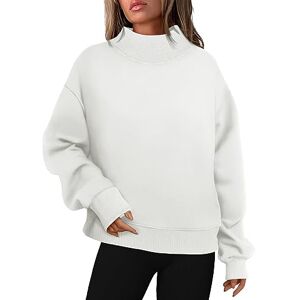 Mrat Oversized T Shirts for Women Stylish Long Sleeve Blouses Pullover Baggy Casual Tunic Tops Turtle Neck Sweater Jumper Loose Fit Solid Color Shirts for Work Office Business