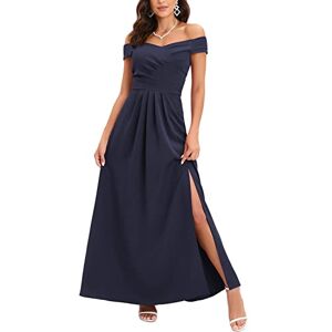 Viloree Women's Off The Shoulder Empire Waist A Line Floor Length Elegant Long Formal Evening Party Dresses Navy S