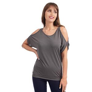 Ro Rox Riley Cold Shoulder Casual Loose Fit Punk Style Womens T-Shirt - Grey (XS)