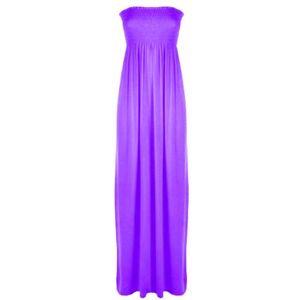 [Purple, UK - 24-26] NEW WOMENS LADIES PLUS BIG SIZE SHEERING BOOBTUBE MAXI SUMMER BANDEAU LONG DRESS