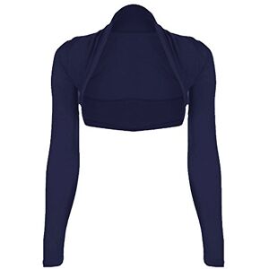 STAR FASHION Womens Long Sleeve Bolero Shrug Ladies Mini Blouse Open Front Cropped Top Lightweight Summer Cardigans Jacket Navy 8-10