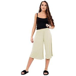STAR FASHION Ladies Culottes Palazzo Shorts Wide Leg Flared Elasticated Stretchy Loose Short Trousers Pants Casual Womens 3/4 Length Plain Culottes Shorts 8-26 Cream