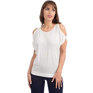 Ro Rox Riley Cold Shoulder Casual Loose Fit Punk Style Womens T-Shirt - Off- White (XS)